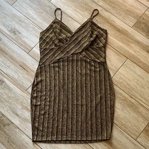 Glittering Gold Bodycon Mini Dress Size 3X